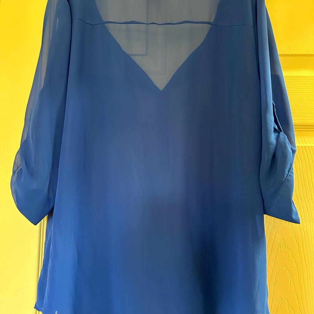 Sheer royal blue plus sized blouse